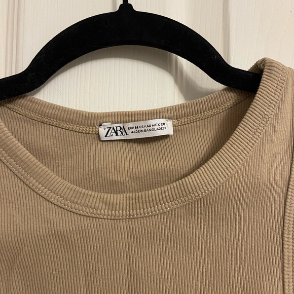 Zara Beige Ribbed Crop Top - Picture 3 of 5